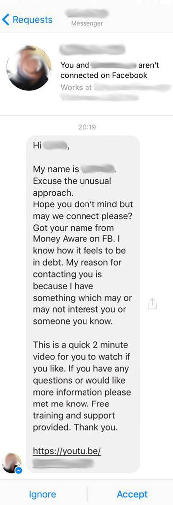 A screengrab of the the message our followers were sent on Facebook