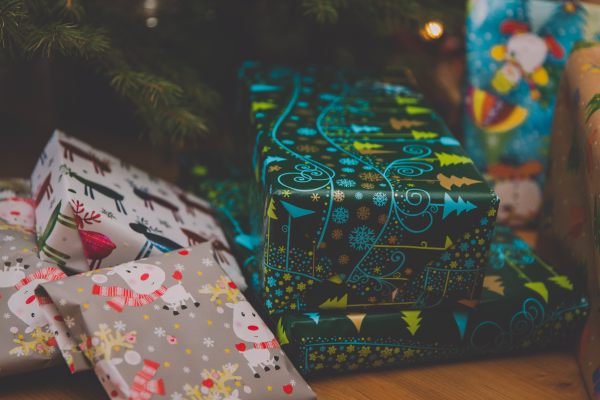 Christmas presents under a tree