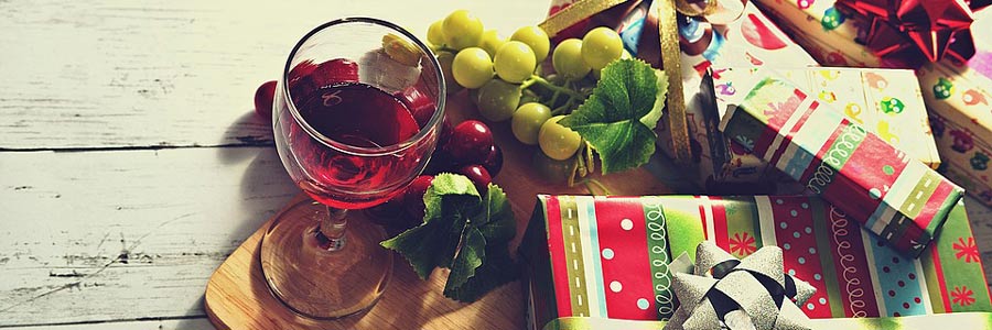 christmas wine and presents