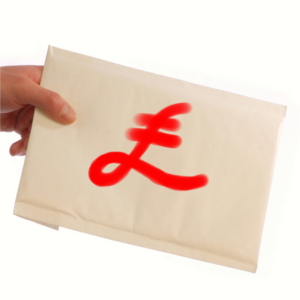 Hand holding envelope with pound sign
