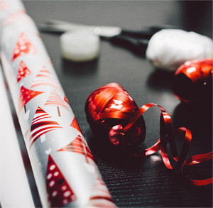 rolls of wrapping paper