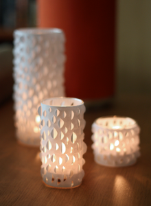 Ruffled paper candle holder